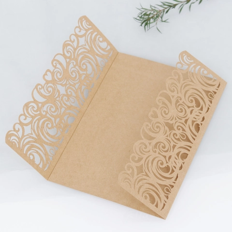 European Laser Cut Wedding Invitation Cover Only Pearl Paper Hollow Floral Swirl Greeting Card Shell For Event Banquet Party