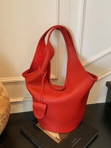 Bolso de Cubo Minimalista de PU para Mujer Bolso de Hombro de Gran Capacidad Bolso de Mano de Viaje Casual Retro Bolso de Cubo de Moda