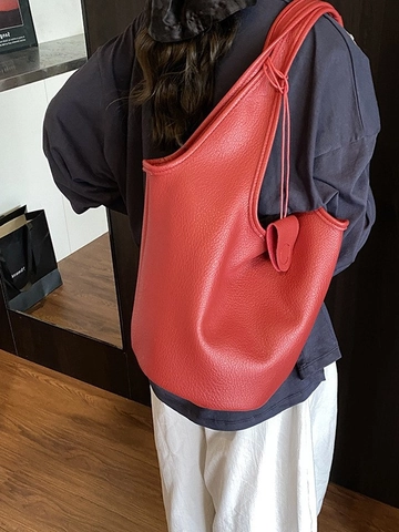 Bolso de Cubo Minimalista de PU para Mujer Bolso de Hombro de Gran Capacidad Bolso de Mano de Viaje Casual Retro Bolso de Cubo de Moda