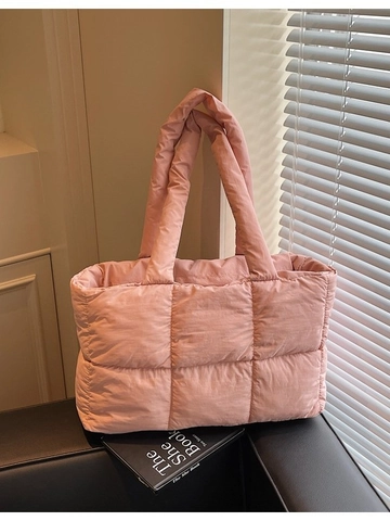 Sac Fourre-tout Matelassé pour Femmes Grande Capacité Tissu Oxford Sac à Épaule Rembourré Décontracté Mode Hiver Sac à Main pour Navettage