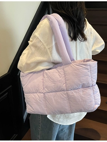 Sac Fourre-tout Matelassé pour Femmes Grande Capacité Tissu Oxford Sac à Épaule Rembourré Décontracté Mode Hiver Sac à Main pour Navettage