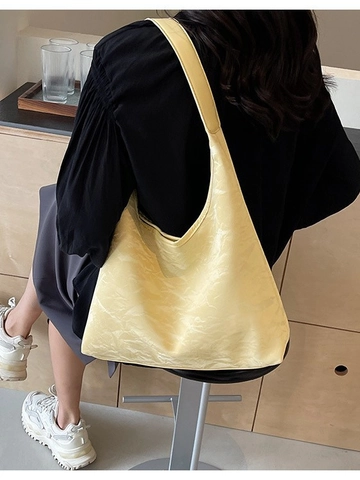 Sac à Épaule Hobo pour Femmes Grande Capacité en Cuir PU Texture Plissée Minimaliste Sac Fourre-Tout pour Femmes