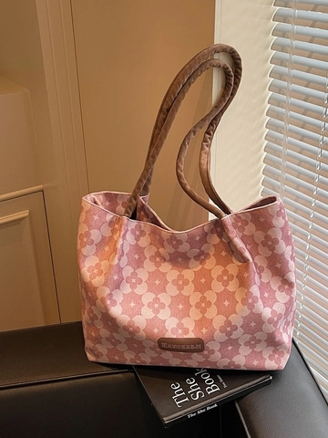 Grand Sac Fourre-tout Imprimé en Cuir PU pour Femmes Sac à Bandoulière Décontracté Motifs Floraux Sac à Main de Mode pour Bureau Voyage