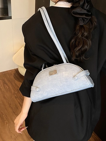 Sac Sous le Bras Rétro pour Femmes en Simili Cuir Crocodile Sac à Bandoulière Tendance avec Double Sangle Sac à Main
