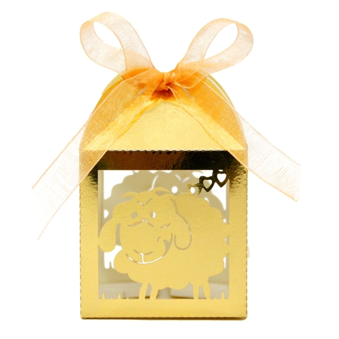 Caja de Caramelos de Oveja y Corazón de Corte Láser Cajas de Regalo para Boda Cumpleaños Fiesta Papel Perlado