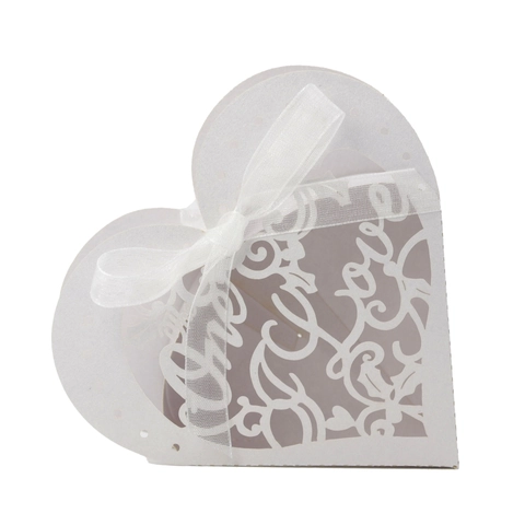 Caja de Caramelos en Forma de Corazón Corte Láser Con Cinta Caja de Regalo de Papel para Boda Fiesta Detalle Embalaje Chocolate