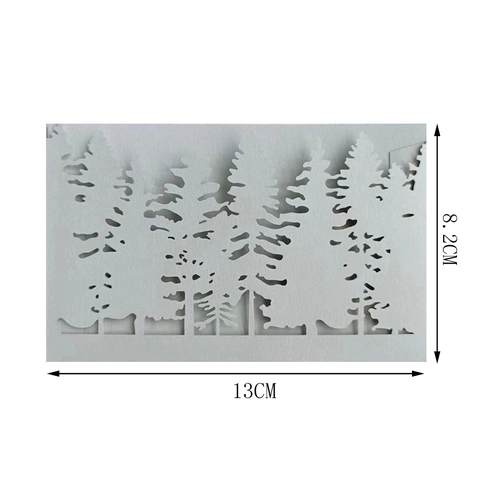 Biglietti di Auguri Albero di Natale in Carta Perlata Taglio Laser Argento Design Foresta Traforata Biglietti di Auguri per Festa di Natale