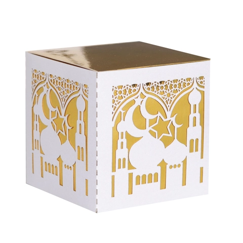 Laser Cut Ramadan Eid Mubarak Candy Boxes Moon Star Hollow Pearlescent Paper Wedding Festival Party Favor Gift Packaging Box
