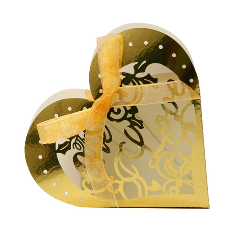 Caja de Caramelos en Forma de Corazón Corte Láser Con Cinta Caja de Regalo de Papel para Boda Fiesta Detalle Embalaje Chocolate