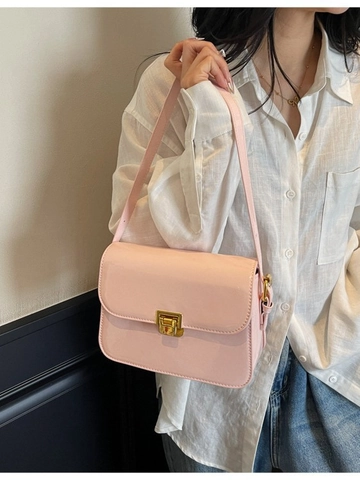Sac Bandoulière Femme Élégant en Cuir Verni PU Petit Carré Avec Fermoir Métallique Sac à Épaule Color-block Mode Sac à Main Quotidien