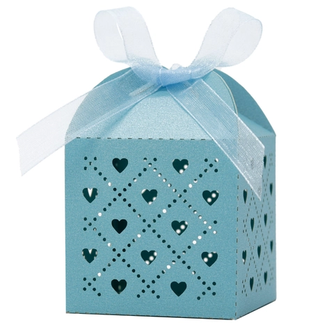 Boîte à Bonbons Cœur Découpée au Laser Avec Ruban Boîte Cadeau en Papier Nacré pour Mariage Fête Cadeau Emballage de Chocolat