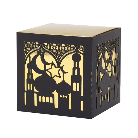 Laser Cut Ramadan Eid Mubarak Candy Boxes Moon Star Hollow Pearlescent Paper Wedding Festival Party Favor Gift Packaging Box