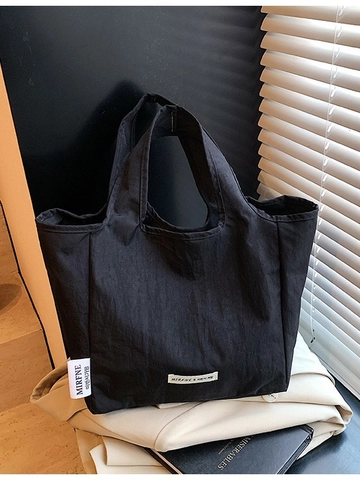 Grand Sac Cabas en Toile pour Femme Haute Capacité Design Bloc de Couleur Sac à Main Minimaliste Style Coréen Mode Travail