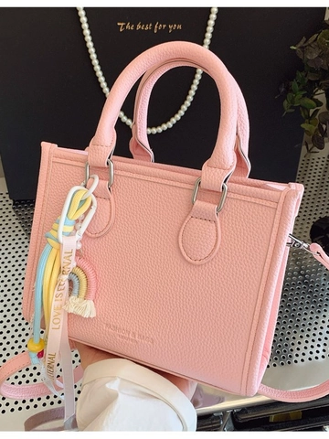 Petit Sac Bandoulière Carré en Cuir PU pour Femmes Style Coréen Avec Pendentif Arc-en-Ciel Sac à Main Mode Polyvalent