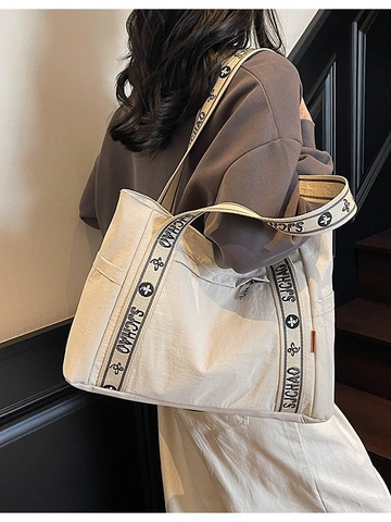 Grand Sac Cabas en Toile pour Femmes Mode Polyvalent Sac à Épaule pour Trajet Avec Bandoulière Large Imprimée Sac à Main