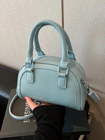 Sac Boston Mini en Cuir PU Galet pour Femmes Sac Bowling Élégant Porté Main Bandoulière Sac Oreiller Accessoire de Mode