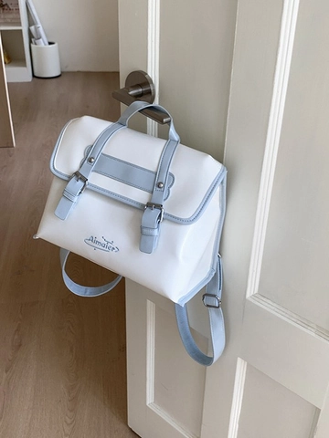 Sac à Bandoulière Vintage en Cuir PU pour Femmes Couleur Contrastée Grande Capacité Style Académique Sac à Main Messenger Sac à Dos Polyvalent