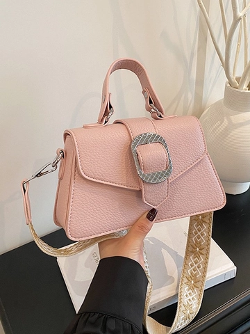 Vintage PU Leather Litchi Pattern Crossbody Bag For Women Retro Small Square Handbag With Wide Embroidered Shoulder Strap Elegant Daily Purse