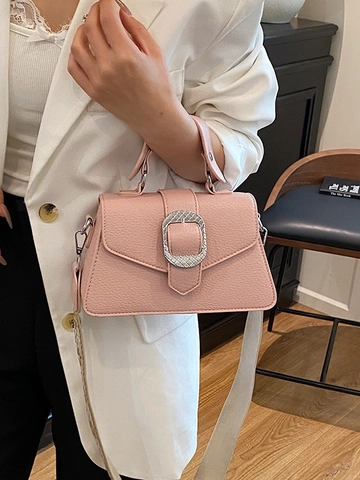 Vintage PU Leather Litchi Pattern Crossbody Bag For Women Retro Small Square Handbag With Wide Embroidered Shoulder Strap Elegant Daily Purse
