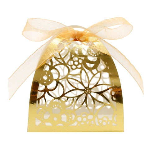 Laser Cut Wedding Candy Boxes Hollow Floral Pearl Paper Favor Gift Box With Ribbon For Birthday Party Reception Supplies