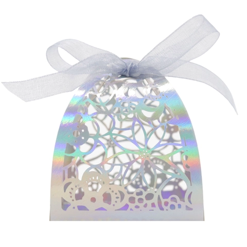 European Style Laser Cut Flower Hollow Candy Gift Boxes With Ribbon Wedding Party Favor Pearl Paper Packaging Boxes