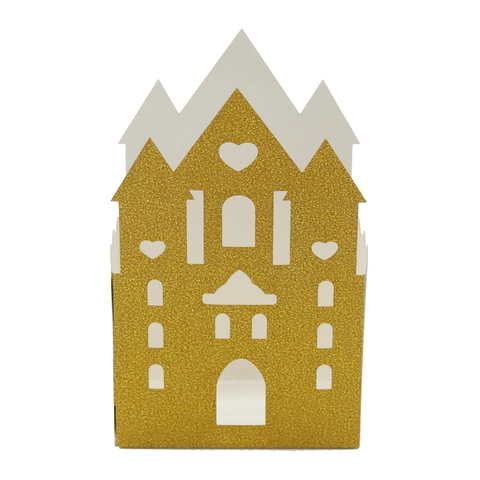 Glitzer Gold Schloss Süßigkeitenbox Lasergeschnitten Hohl Herz Papier Geschenkbox Für Hochzeit Geburtstag Party Feier Europäischer Stil