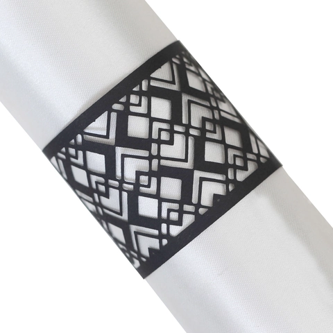 Ronds de Serviette en Papier Découpés au Laser Boucles de Porte-Serviettes Évidées Géométriques Pour Banquet de Mariage Fête Table à Manger