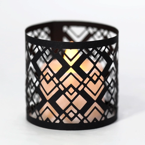 Pantalla de Papel Hueca Geométrica Para Vela Electrónica LED Tealight Envoltura Decorativa Para Cumpleaños Boda Fiesta Casa Decoración