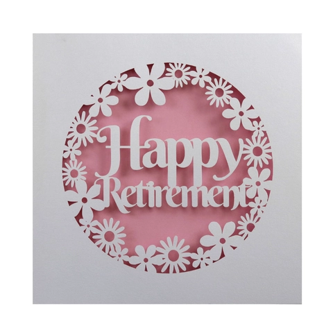 Elegante Lasergeschnittene Happy Retirement Einladungskarte Perglanzpapier Hohle Blumen Grußkarte Für Feier Party Bedarf