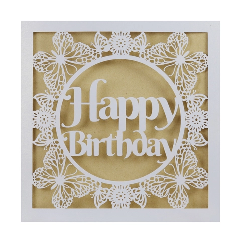 Laser Cut Butterfly Happy Birthday Greeting Card With Envelope Hollow Paper Invitation For Wedding Anniversary Party Supplies
