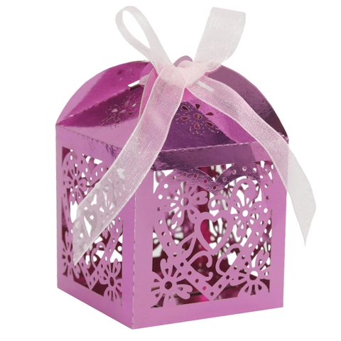 Cajas de Caramelos Corte Láser Corazón Papel Perlado Cajas de Regalo Con Cinta para Boda Cumpleaños Fiesta San Valentín
