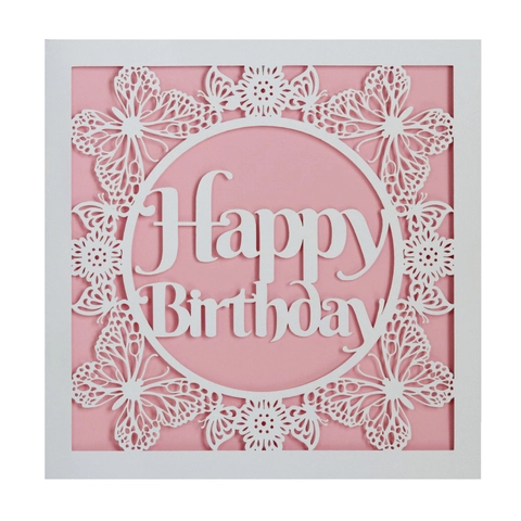 Laser Cut Butterfly Happy Birthday Greeting Card With Envelope Hollow Paper Invitation For Wedding Anniversary Party Supplies