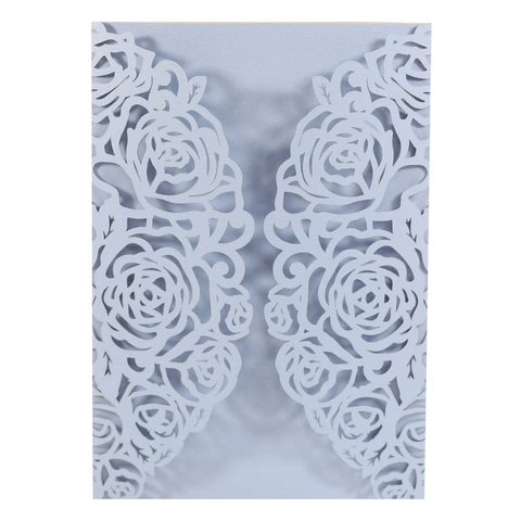 Elegant Laser Cut Rose Floral Wedding Invitation Covers Pearlescent Paper Greeting Card Shell For Valentine Day Banquet