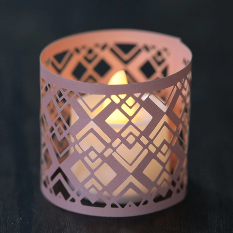 Pantalla de Papel Hueca Geométrica Para Vela Electrónica LED Tealight Envoltura Decorativa Para Cumpleaños Boda Fiesta Casa Decoración