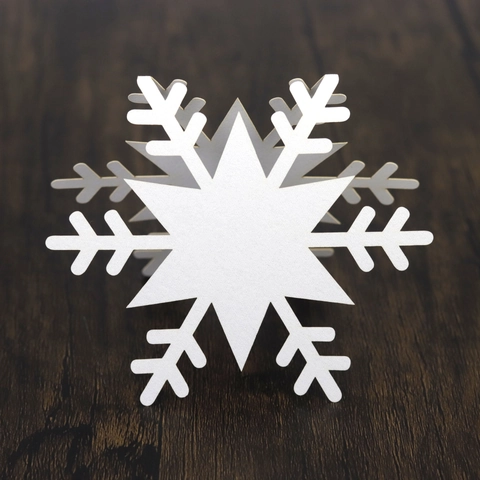 Elegant White Snowflake Hollow Laser Cut Paper Place Cards For Wedding Christmas Party Table Name Seat Blessing Cards
