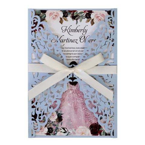 Elegant Laser Cut European Invitation Cards With Satin Bow Hollow Butterfly Floral Card For Wedding Birthday Banquet Decor