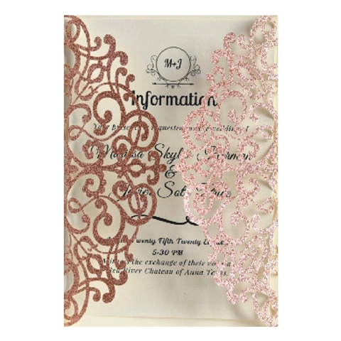 Laser Cut Glitter Wedding Invitation Set With Envelopes Inner Pages Ribbons For Marriage Birthday Engagement Party Luxurious Invitation