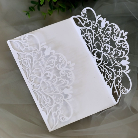 Europäischer Stil Laser-Geschnitten Hochzeit Einladungen Hohl Floral Grußkarte Set Für Ehe Verlobung Party Feier