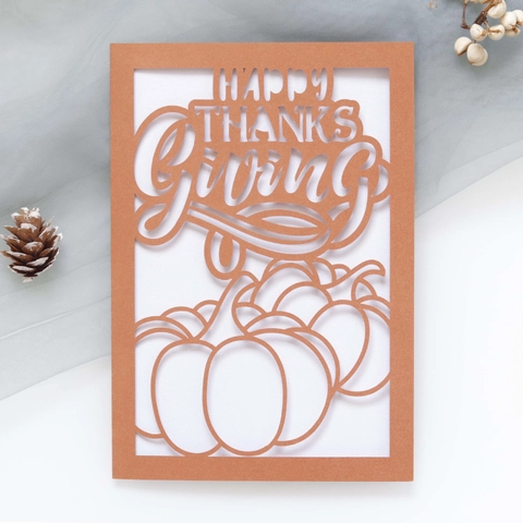 Carte d'Invitation Action de Grâce Découpe Laser Motif Citrouille Happy Thanksgiving Carte de Vœux Avec Enveloppe Déco