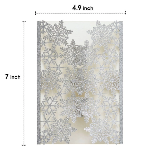 Laser Cut Snowflake Wedding Invitation Card Glitter Pearlescent Paper Greeting Card Hollow Out Invitations Cover For Christmas Party Supplies