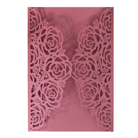 Elegante Rose Laser Geschnitten Einladung Hüllen Für Hochzeit Party Glitzer Papier Hohl Grußkarten Schalen Für Verlobung
