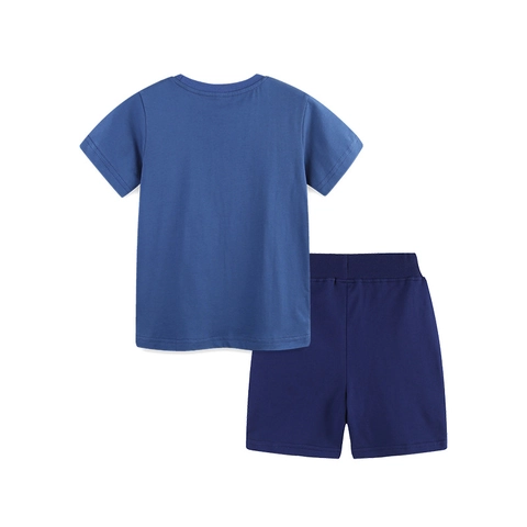 Kids Boys Summer Short Sleeve Cotton T-Shirt And Shorts Outfit Vehicle Print Casual Clothing For Toddlers