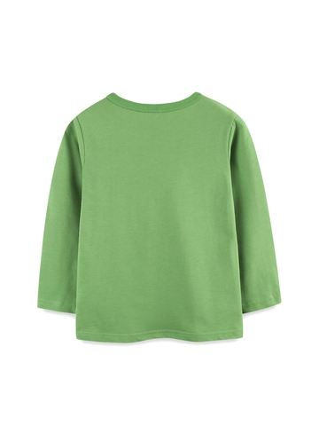 Kids Long Sleeve T-Shirt 100% Cotton Green Insects Entomology Pattern Round Neck Autumn Soft Casual Top For Boys Girls