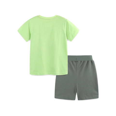 Kids Boys Summer Clothing Set Soft Cotton Short Sleeve Dinosaur Print T-Shirt And Tiger Graphic Shorts Casual Outfit