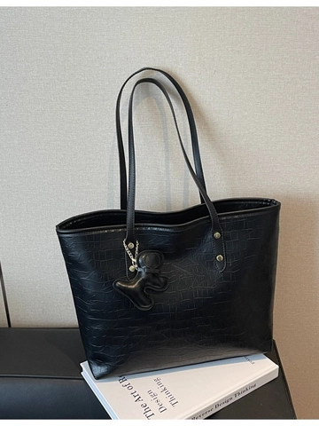 Borsa Tote Grande Capacità in Pelle PU Motivo Coccodrillo per Donna Borsa a Spalla Pendolare Minimalista con Ciondolo Animale