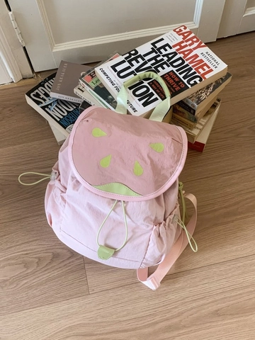 Sac à Dos en Nylon Motif Fruits pour Femmes Filles Sac d'École Décontracté Léger Imprimé Pastèque Fraise Citron Tomate
