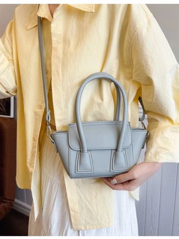 Bolso de Cubo de PU con Patrón de Litchi de Moda para Mujer Bolso de Mano Casual de Color Sólido Con Correa de Hombro Desmontable