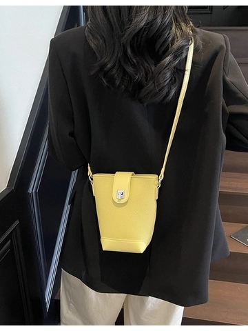Borsa a Secchiello in Pelle PU Minimalista di Classe per Donna Design di Nicchia Texture Litchi Borsa a Spalla e Tracolla Moda
