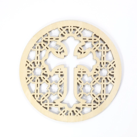 Wooden Coasters Laser Cut Hollow Out Cross Pattern Heat Insulated Table Mats Religious Easter Home Decoration Ornaments