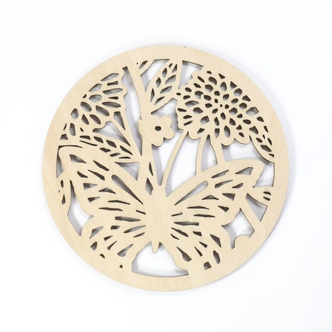 Wooden Laser Cut Hollow Coaster Swan Heart Butterfly Floral Pattern Heat Resistant Table Mat DIY Bag Base Home Decor